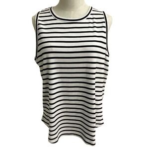 Chicos Striped Tank Top Sleeveless Black White 3 XL Summer Casual‎ Layering